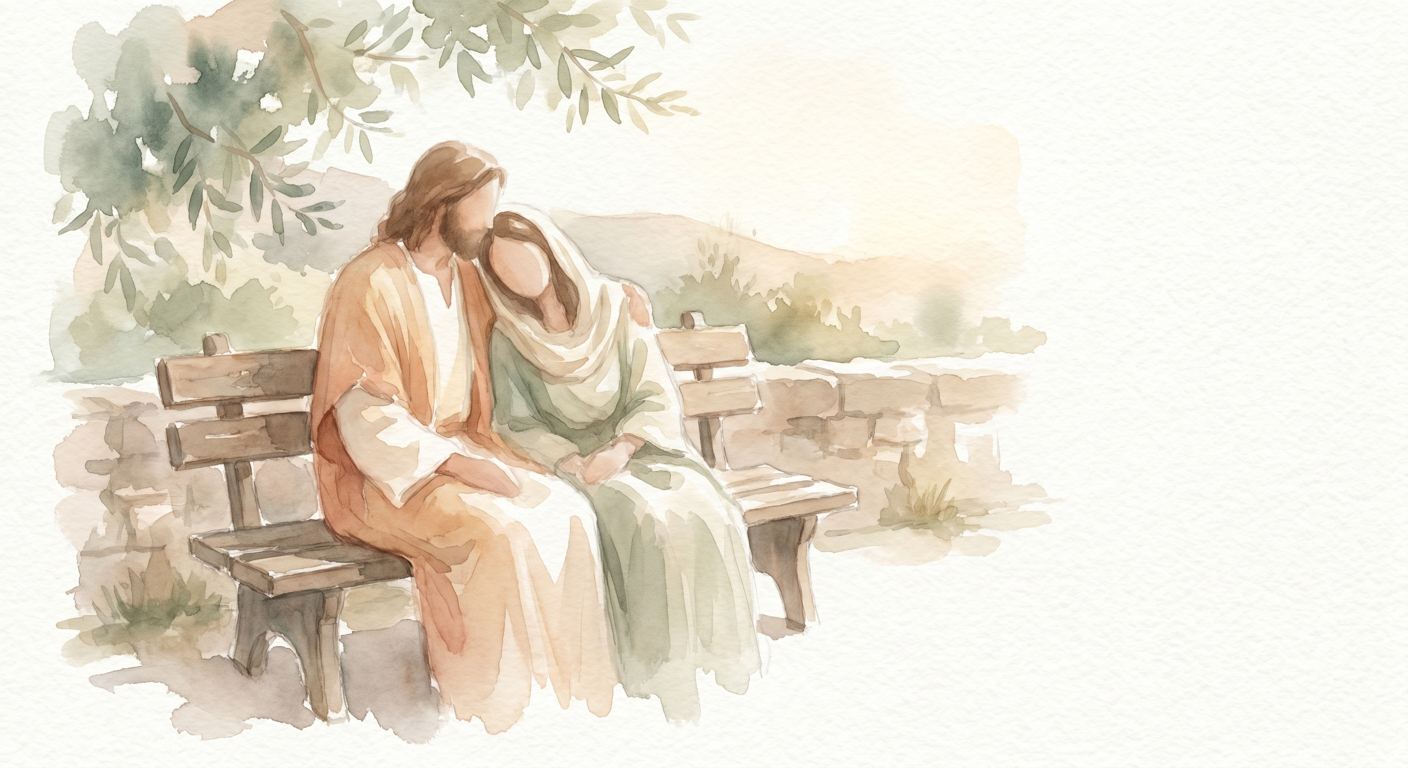 שתי דמויות יושבות זו לצד זו באור אחר הצהריים רך, מטאפורה לחמלה עצמית