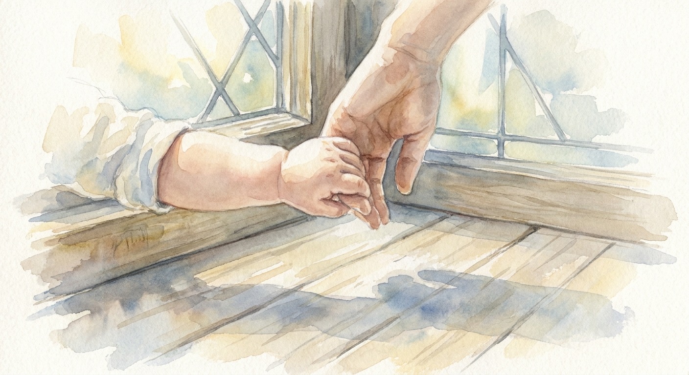 הורה וילד יושבים יחד ליד חלון בערב